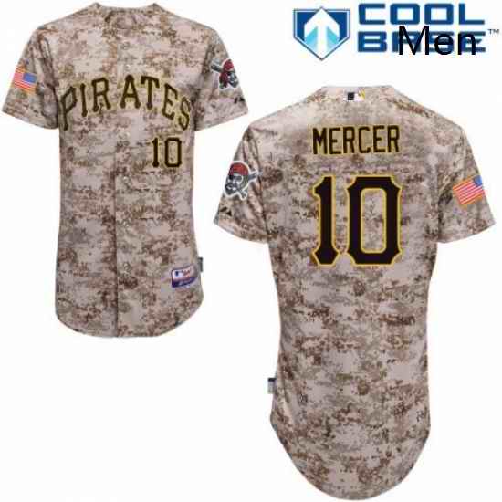 Mens Majestic Pittsburgh Pirates 10 Jordy Mercer Authentic Camo Alternate Cool Base MLB Jersey